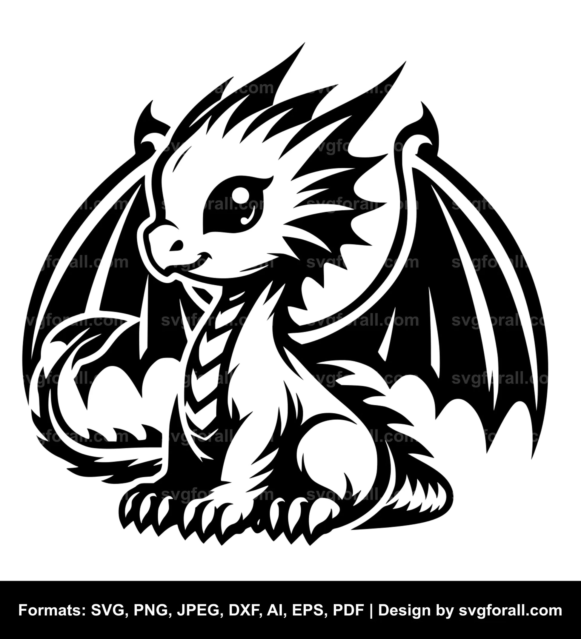 Baby Dragon Black SVG