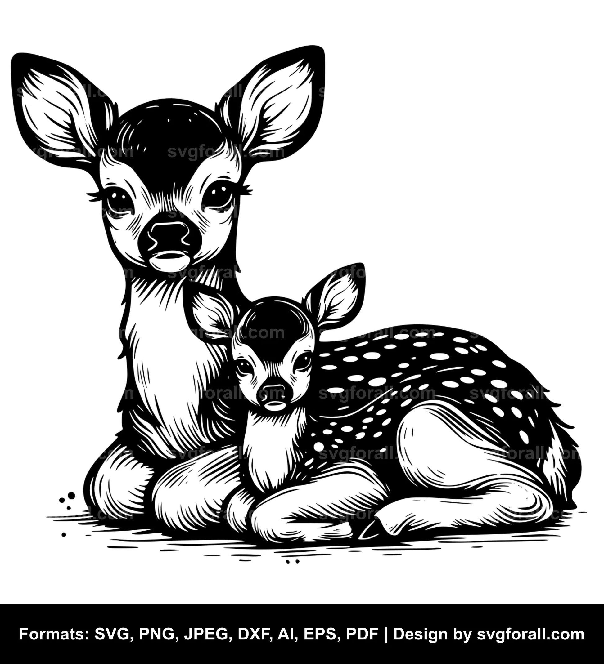 Baby Fawn Black SVG