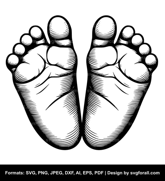 Baby Feet Black SVG