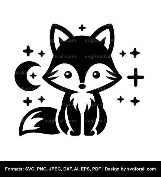 Baby Fox Black SVG