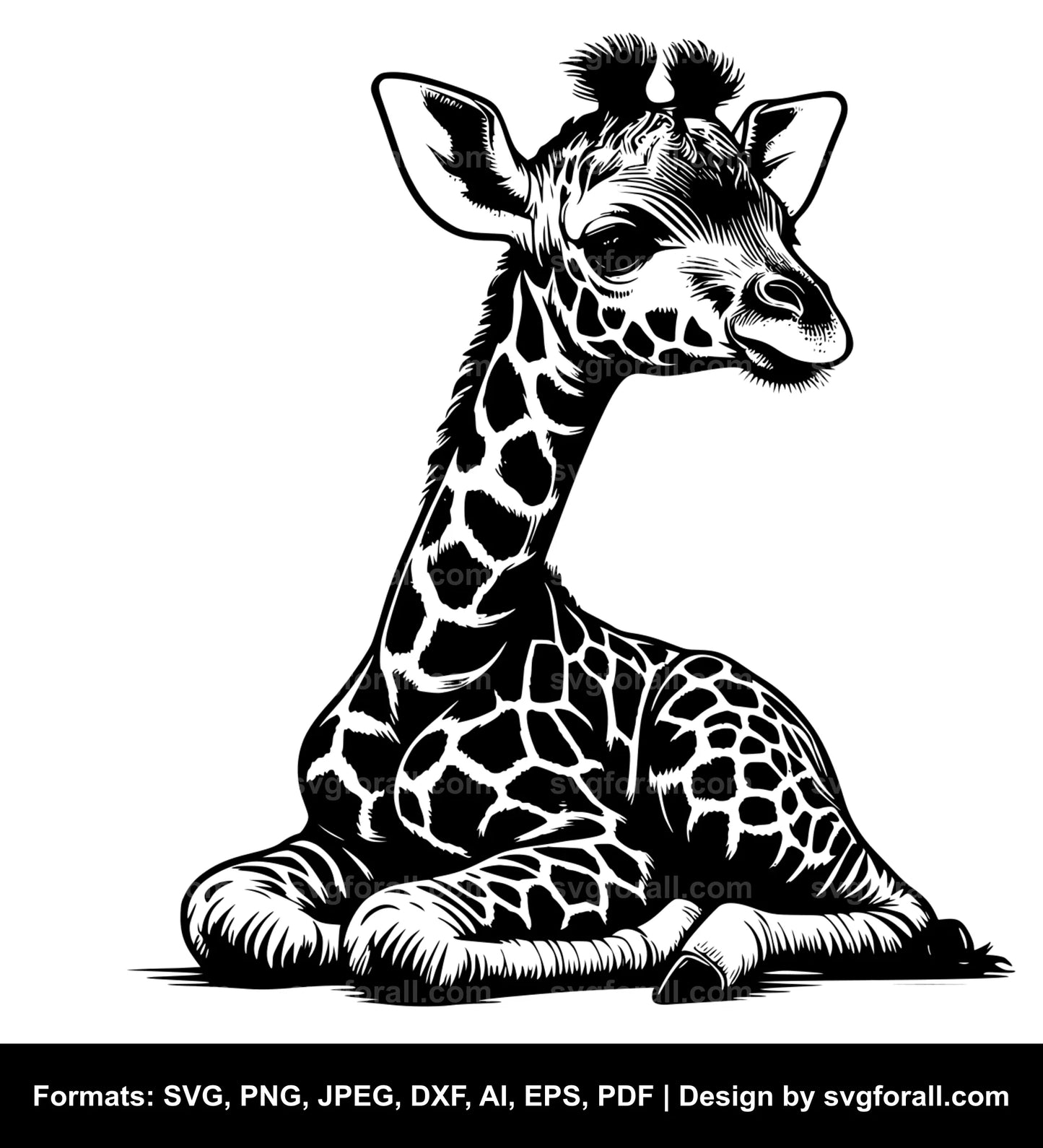 Baby Giraffe Black SVG