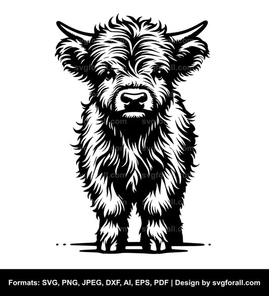 Baby Highland Cow Vector SVG