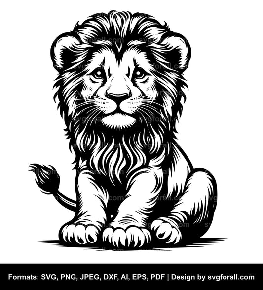 Baby Lion Black SVG