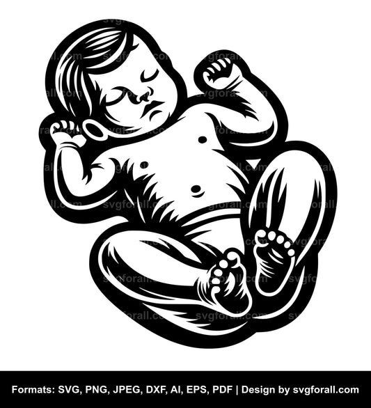 Baby Lying Black SVG