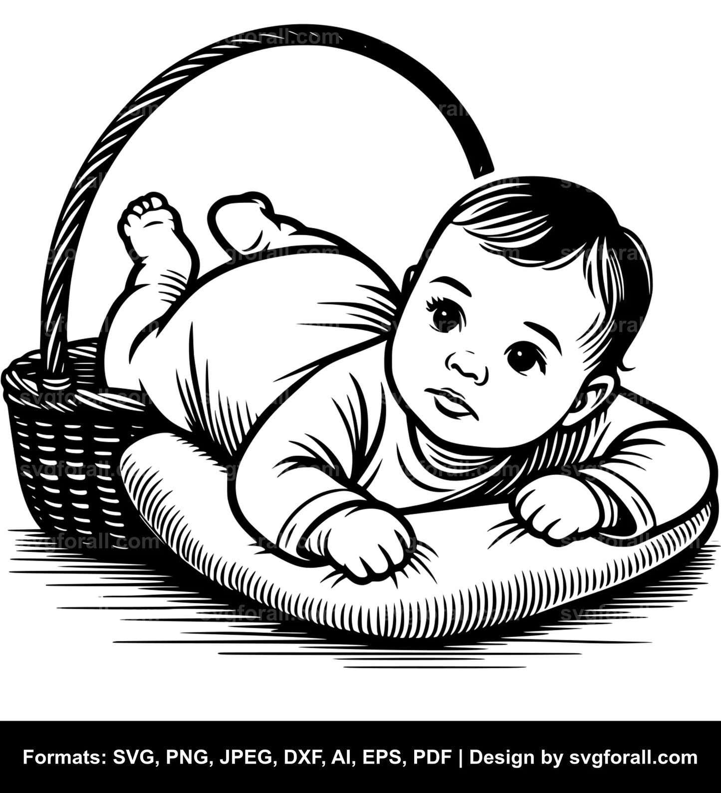 Baby Lying Down Black SVG