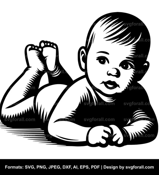 Baby Lying Down Vector SVG