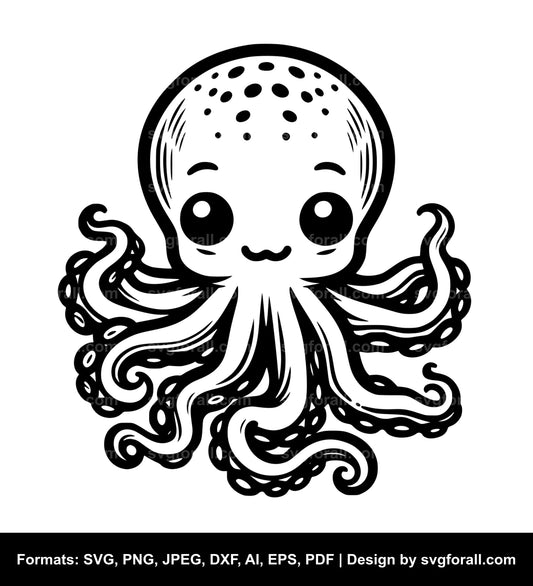 Baby Octopus Black SVG