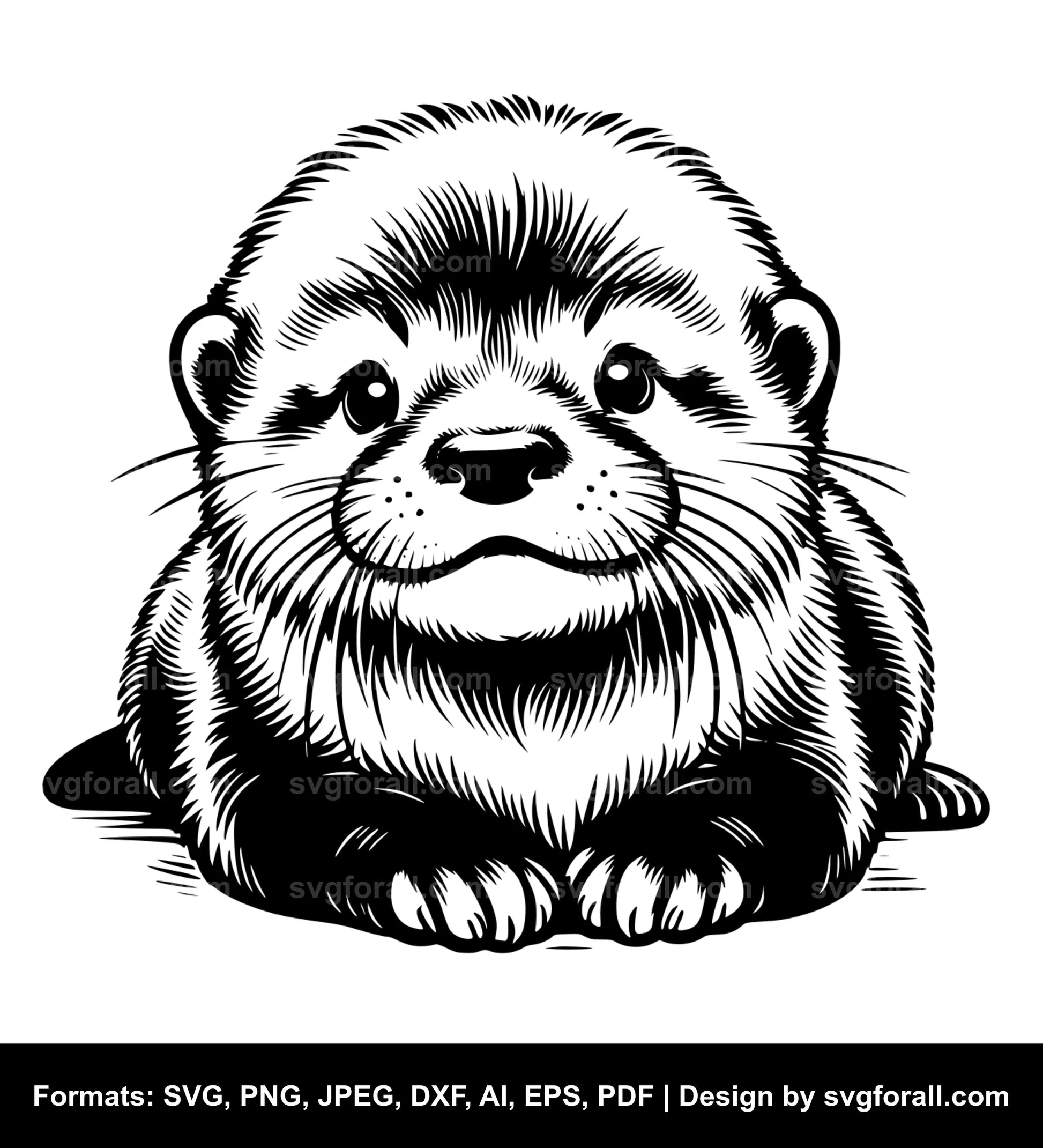 Baby Otter Black SVG