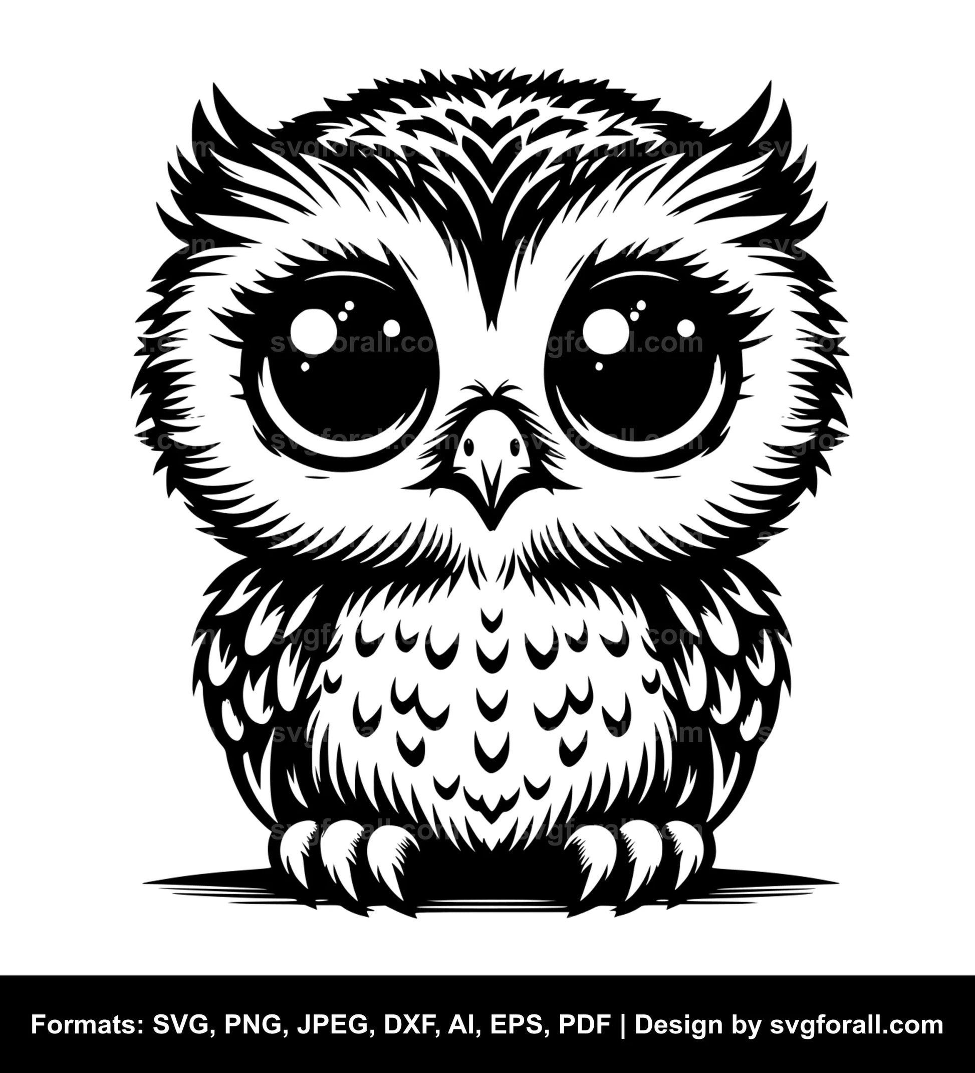 Baby Owl Black SVG