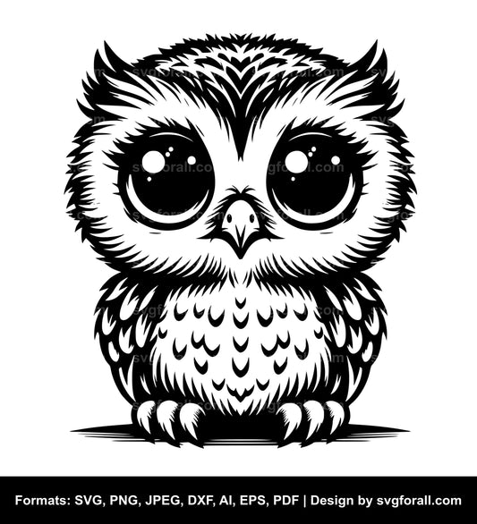 Baby Owl Black SVG