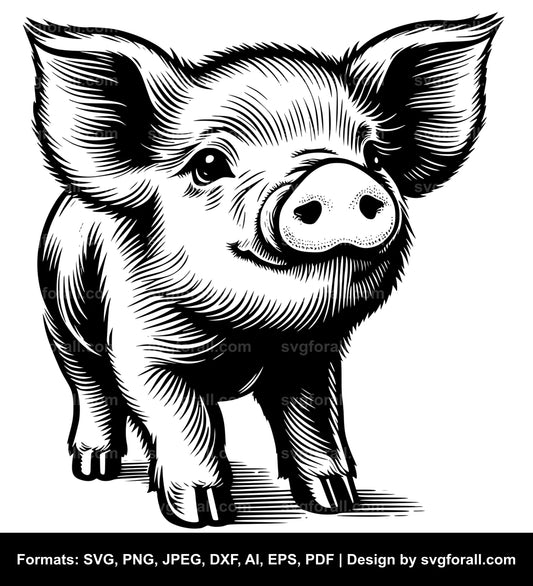 Baby Pig Black SVG