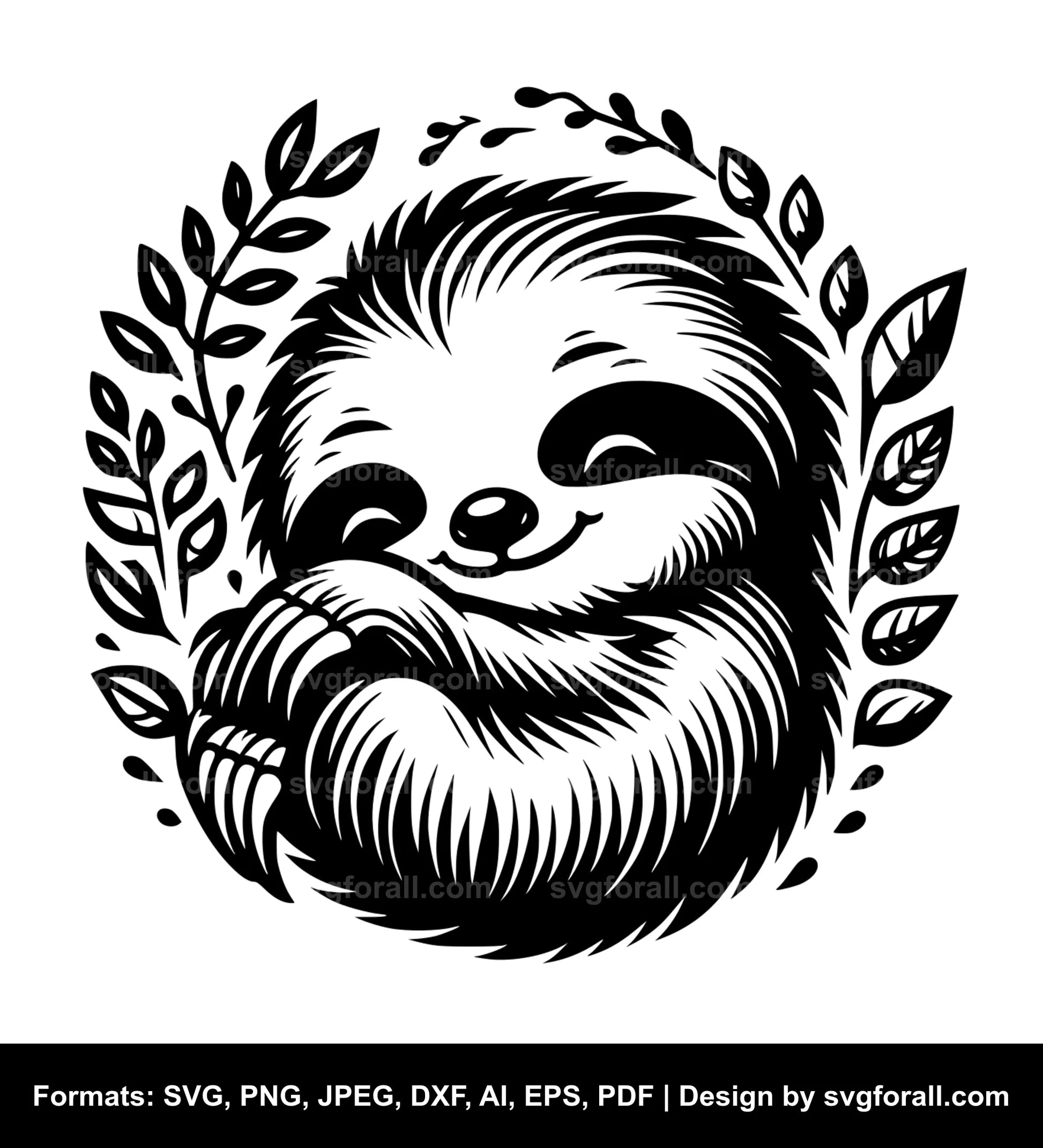 Baby Sloth Black SVG