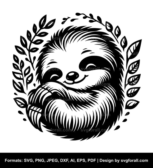 Baby Sloth Black SVG