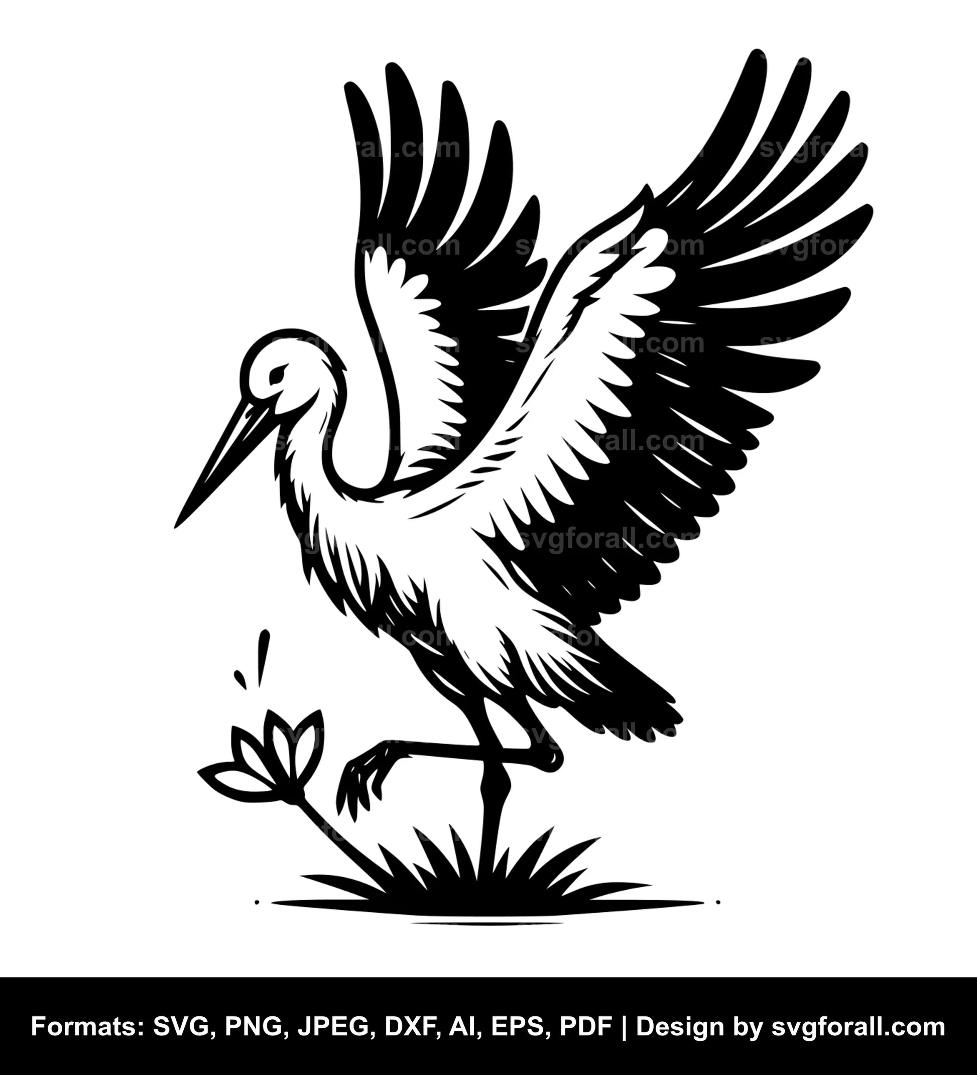 Baby Stork Black SVG