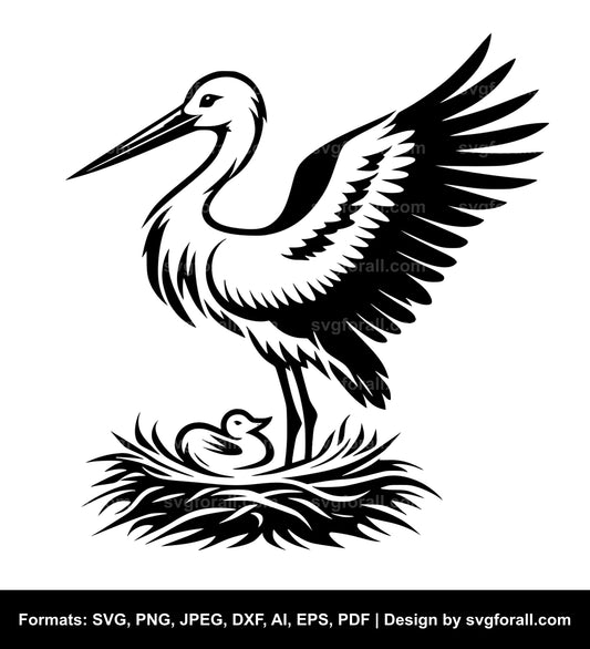 Baby Stork Cricut SVG