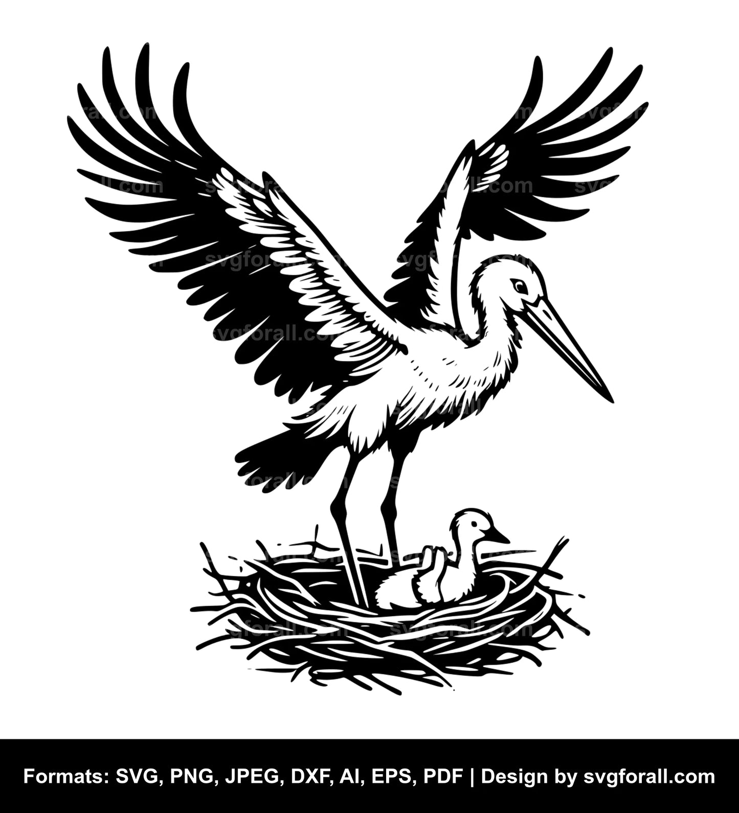 Baby Stork SVG File