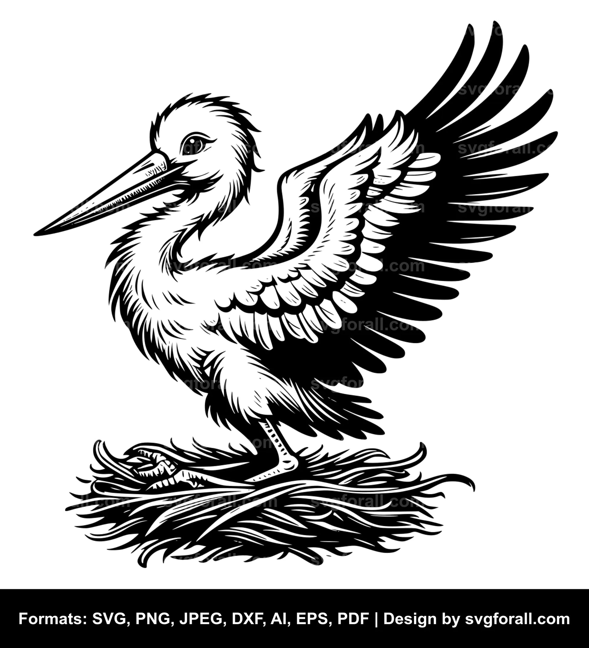 Baby Stork SVG Vector