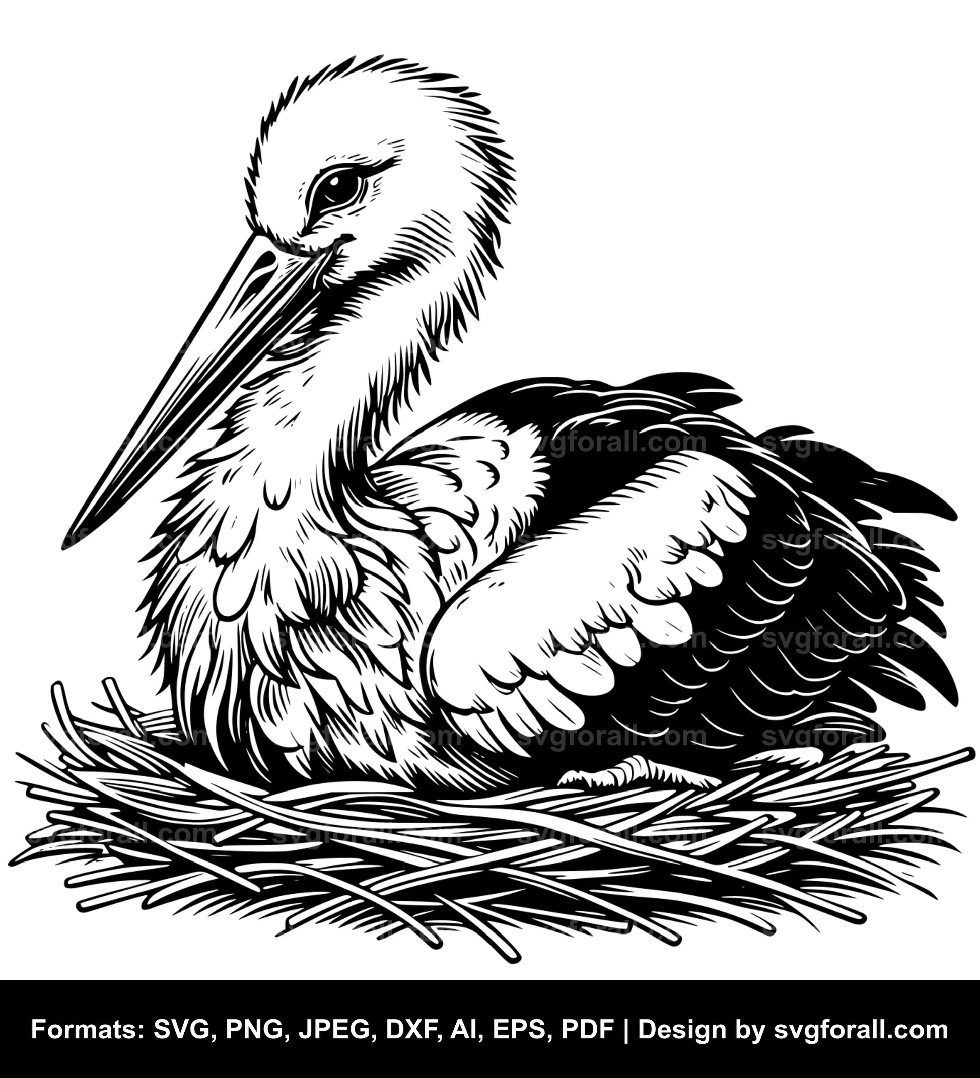 Baby Stork Vector SVG