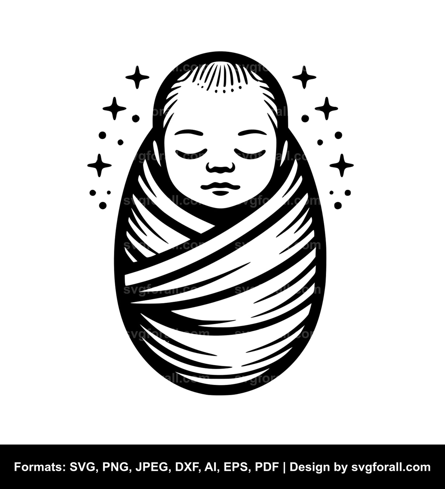 Baby Swaddled SVG Vector