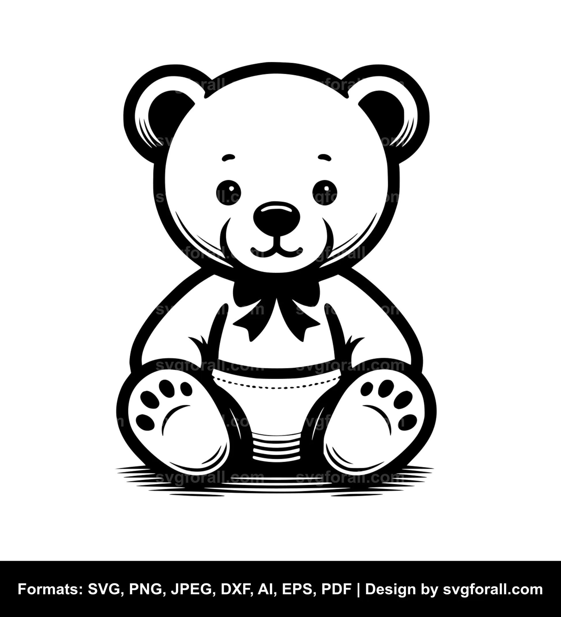 Baby Teddy Bear Black SVG