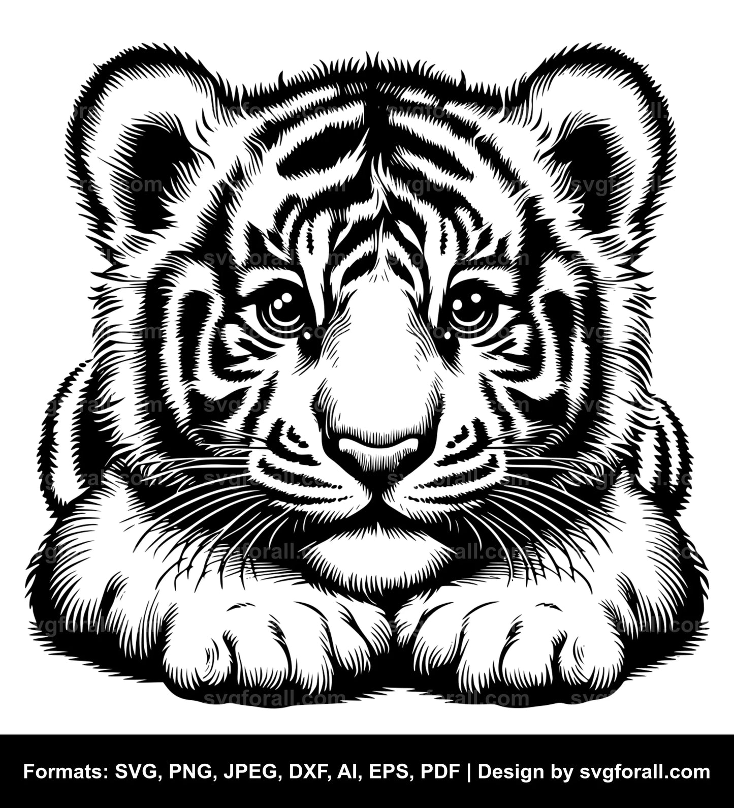 Baby Tiger Black SVG