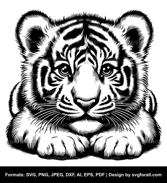 Baby Tiger Black SVG