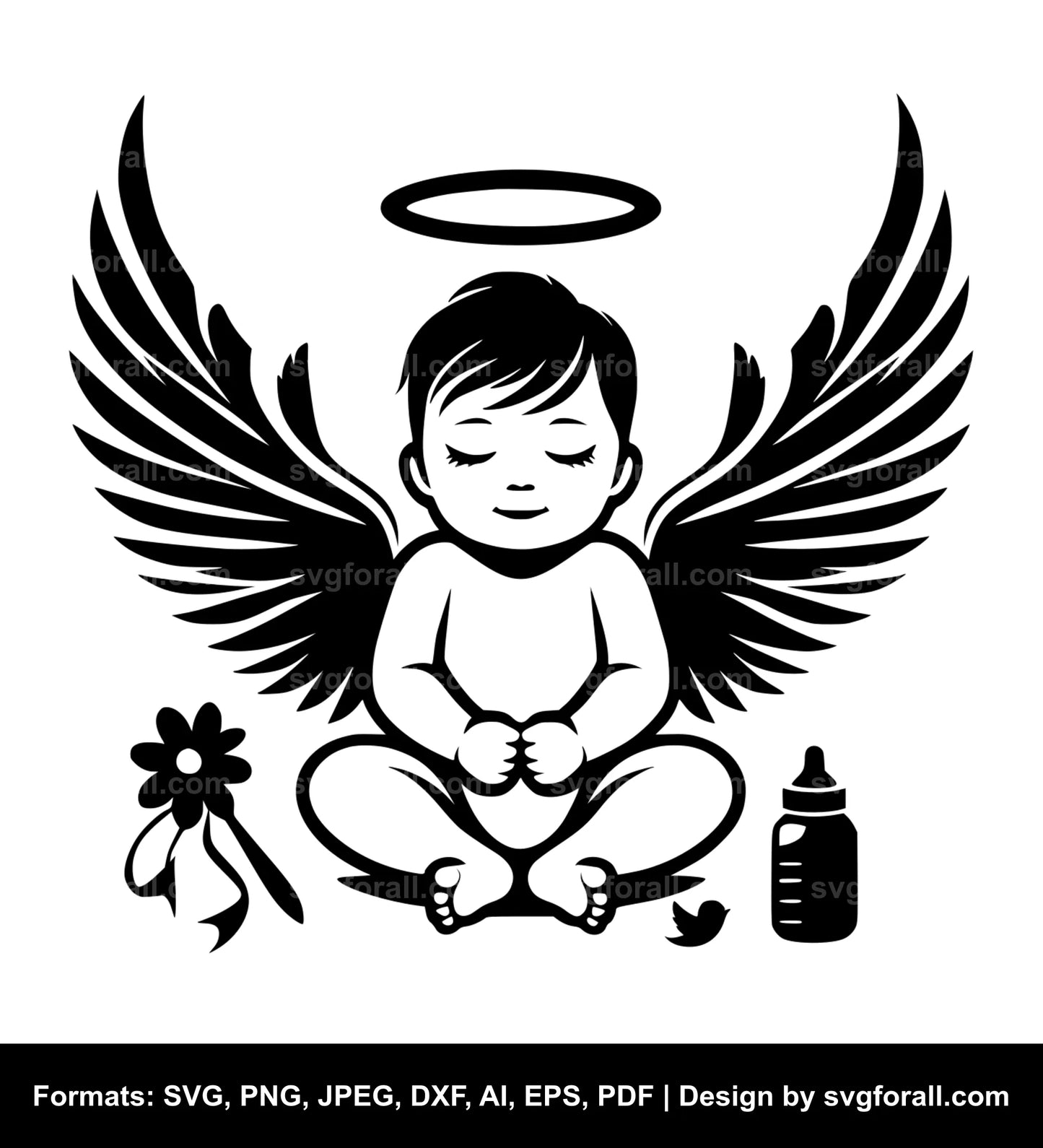 Baby With Angel Wings SVG Vector