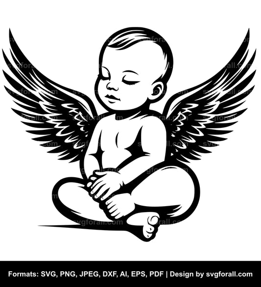 Baby With Angel Wings Vector SVG