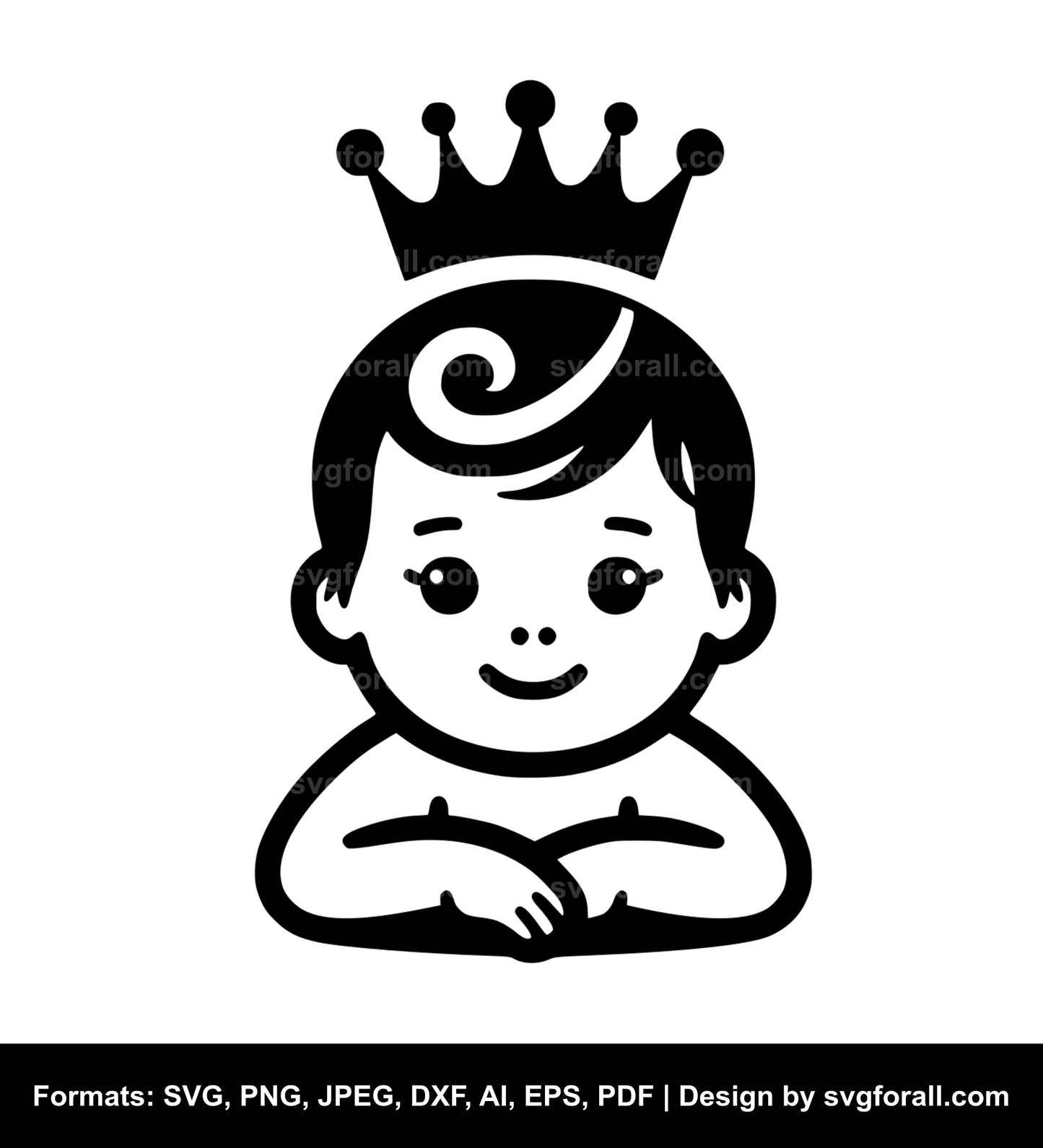 Baby With Crown Black SVG