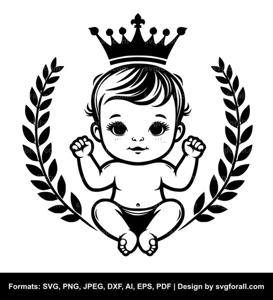 Baby With Crown SVG File