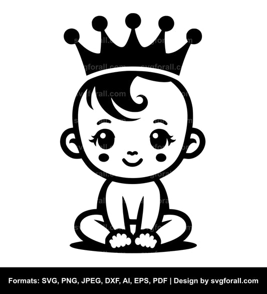 Baby With Crown SVG Vector