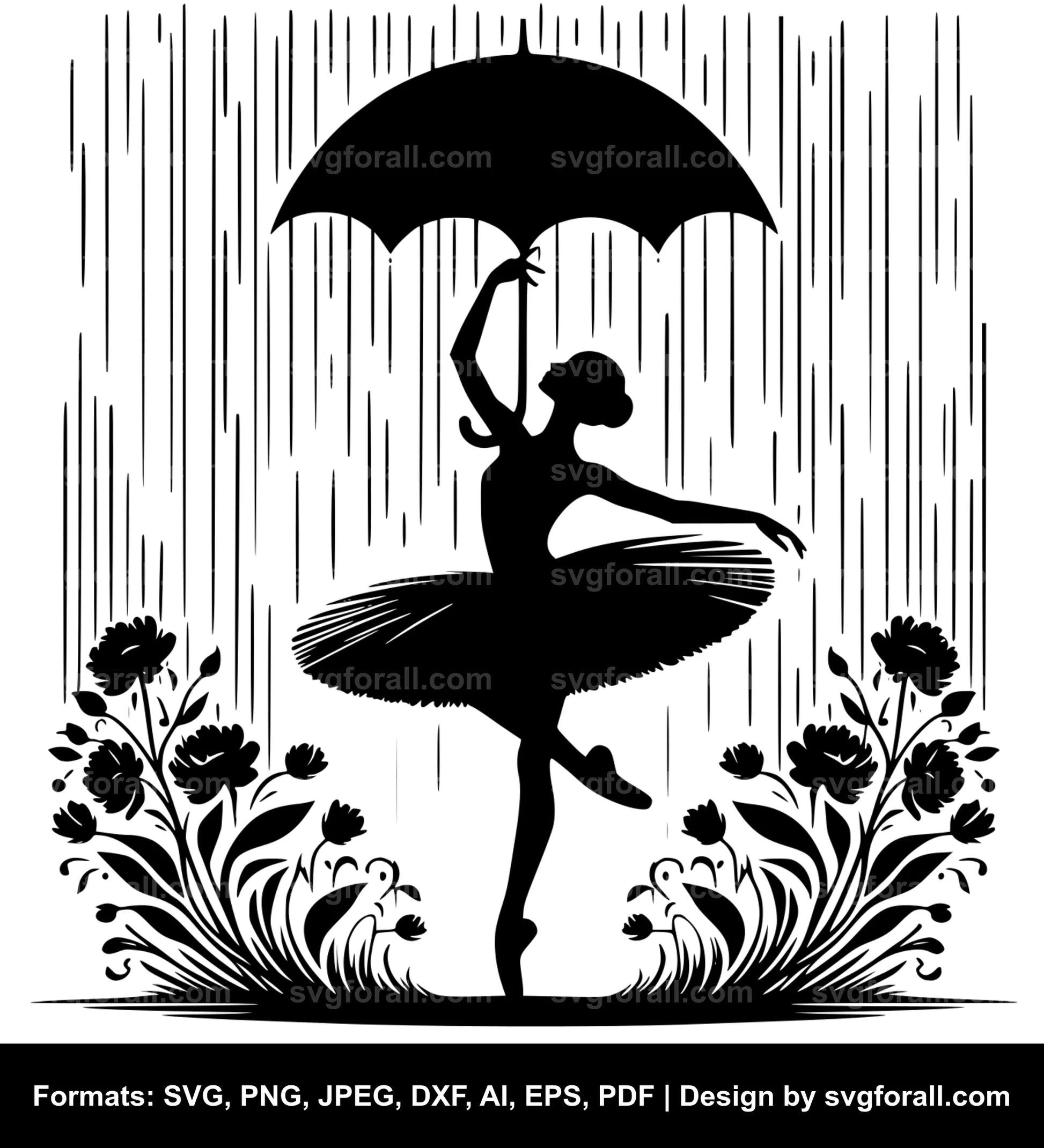 Ballerina With Umbrella SVG