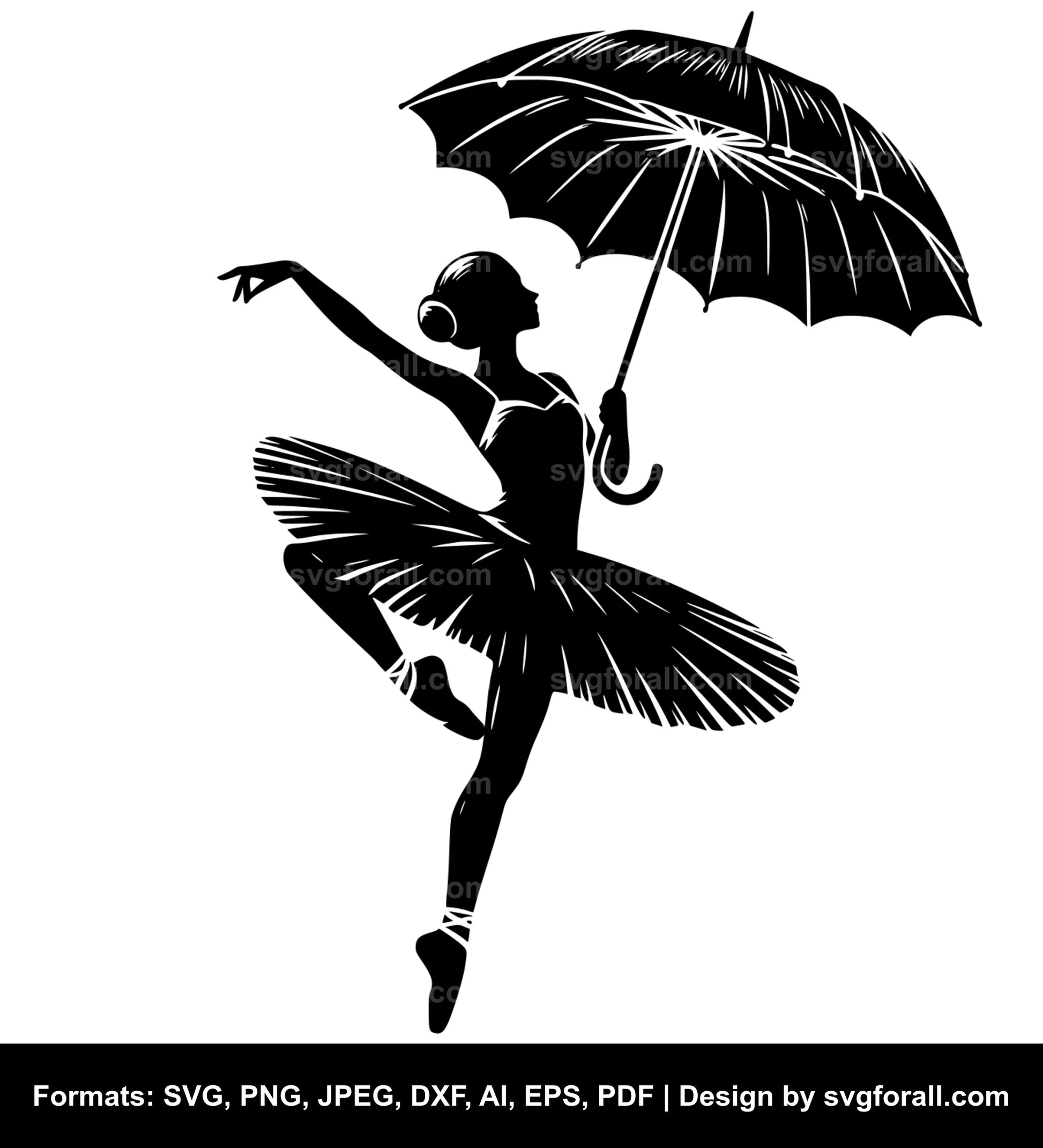 Ballerina With Umbrella SVG File