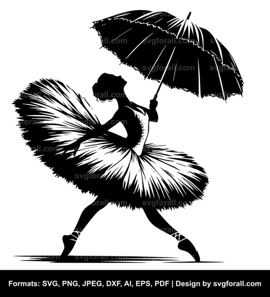 Ballerina With Umbrella SVG PNG