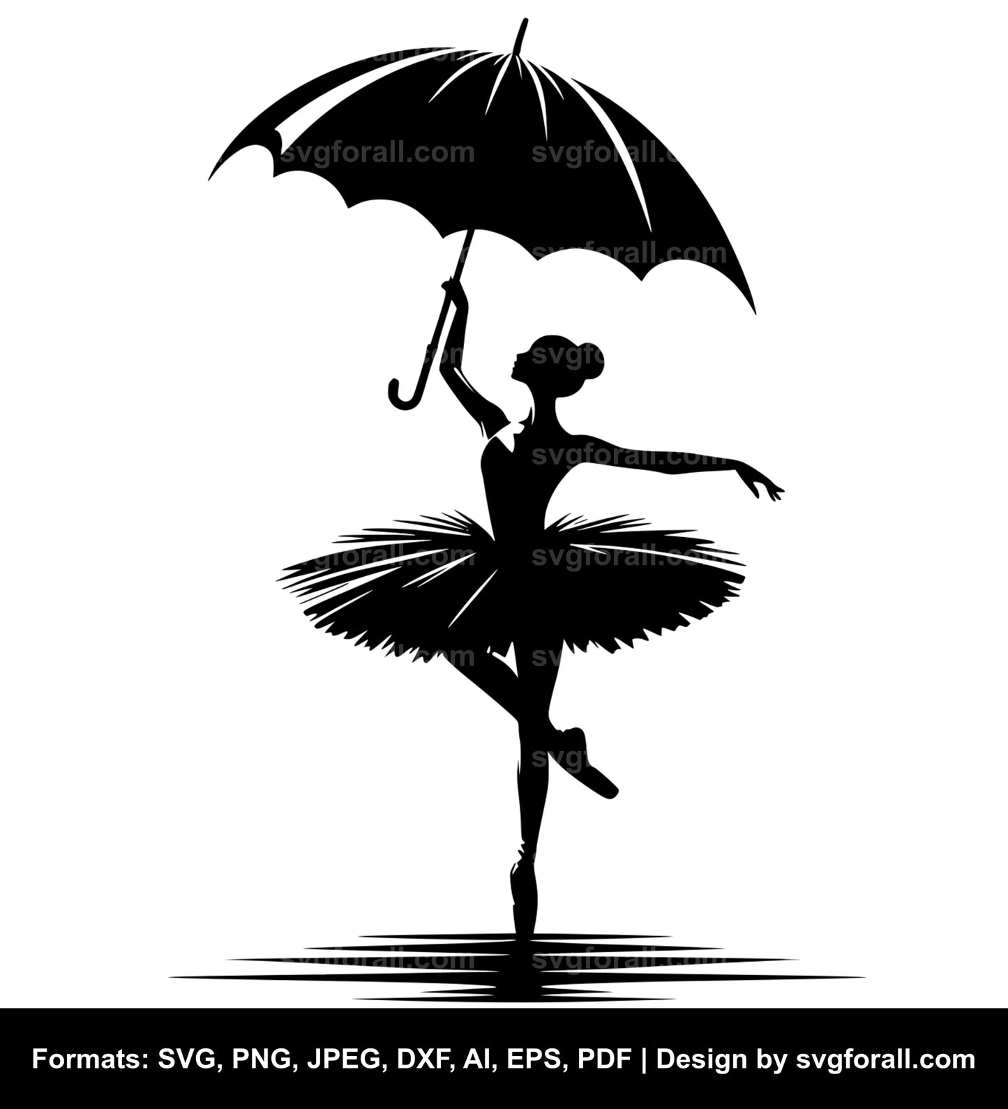 Ballerina With Umbrella SVG Vector