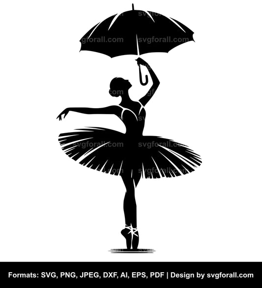 Ballerina With Umbrella Vector SVG