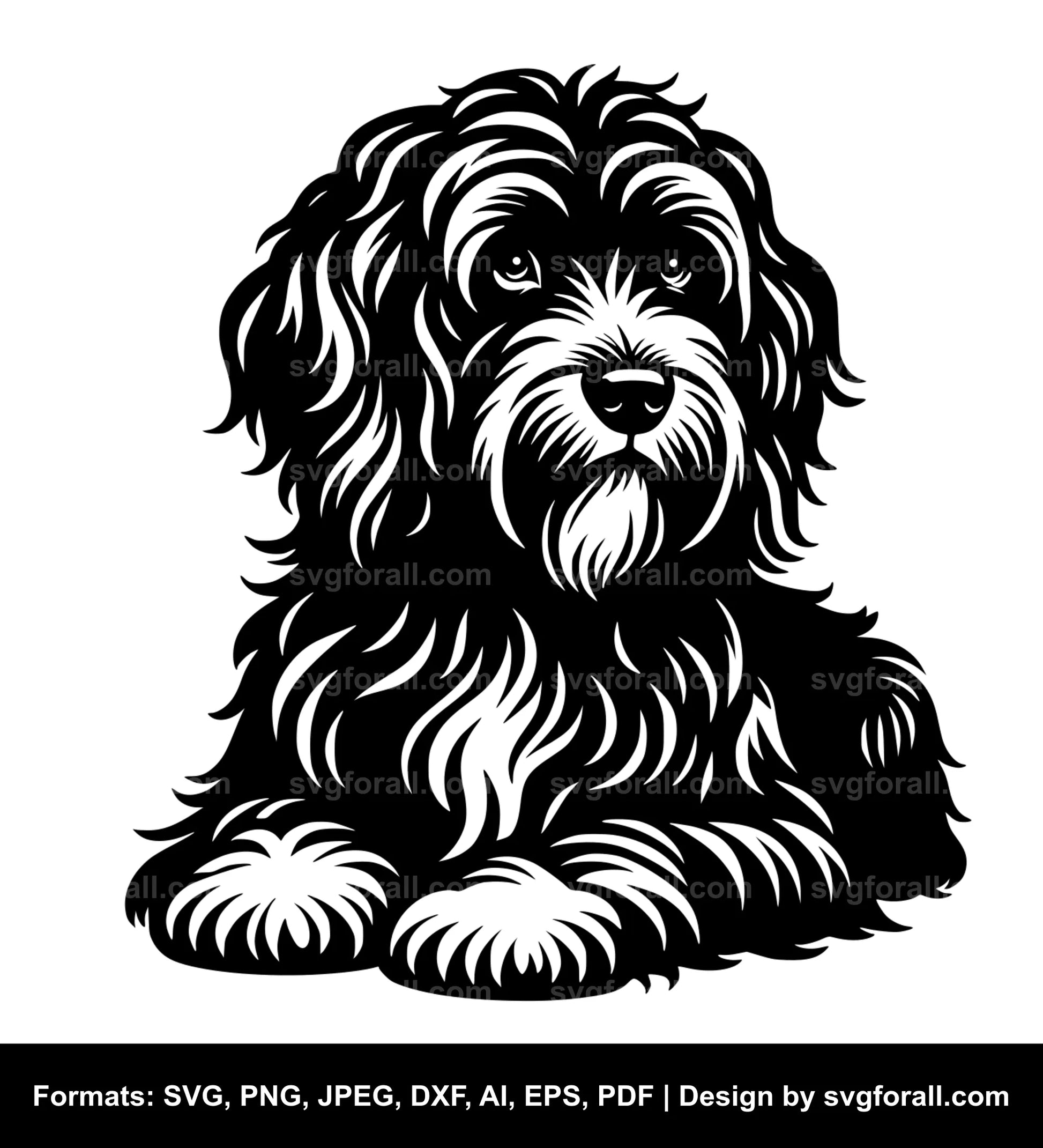 Barbet Dog Black SVG