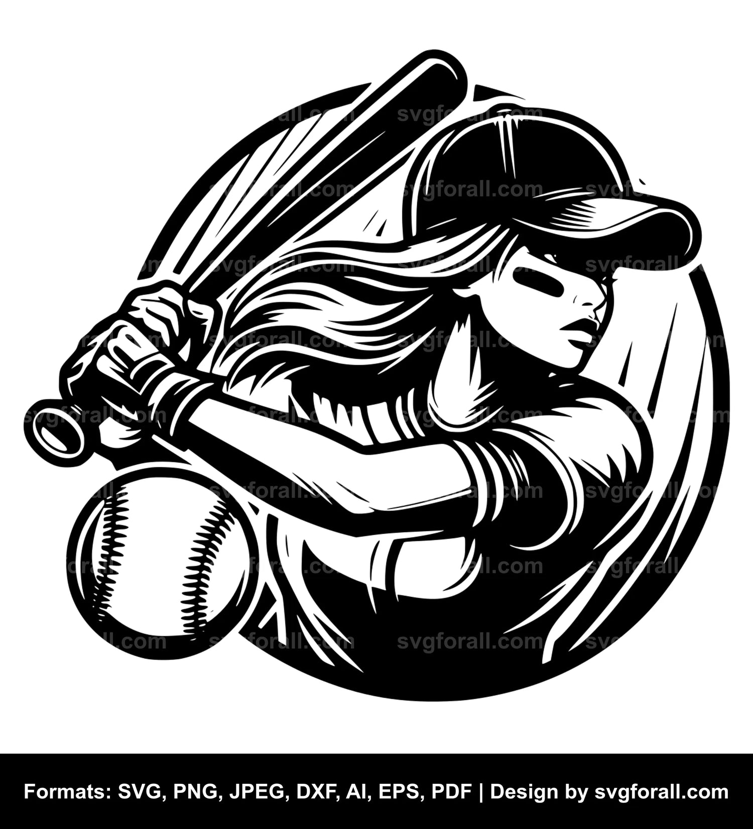 Baseball Girl SVG Design