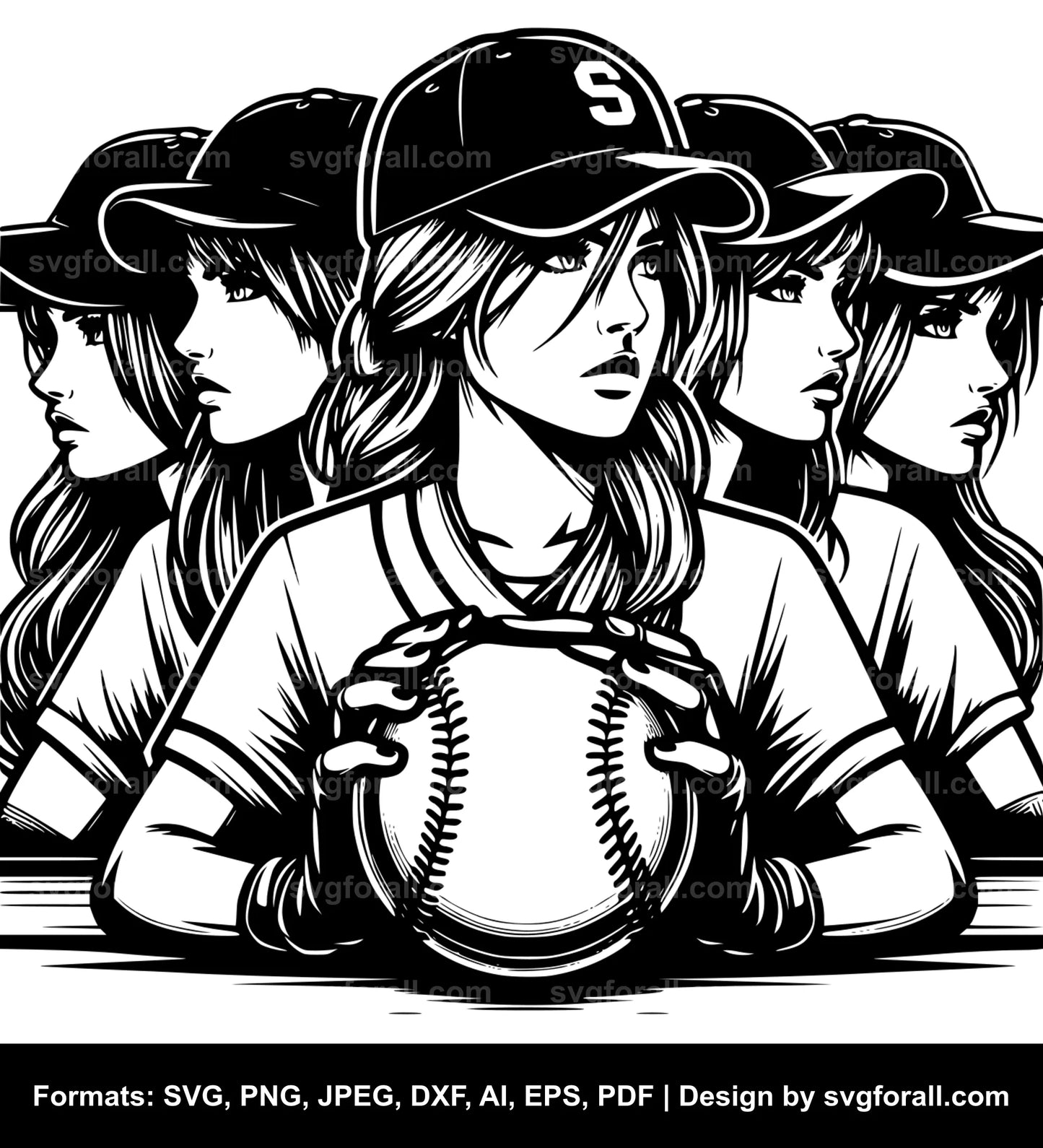 Baseball Girl SVG PNG