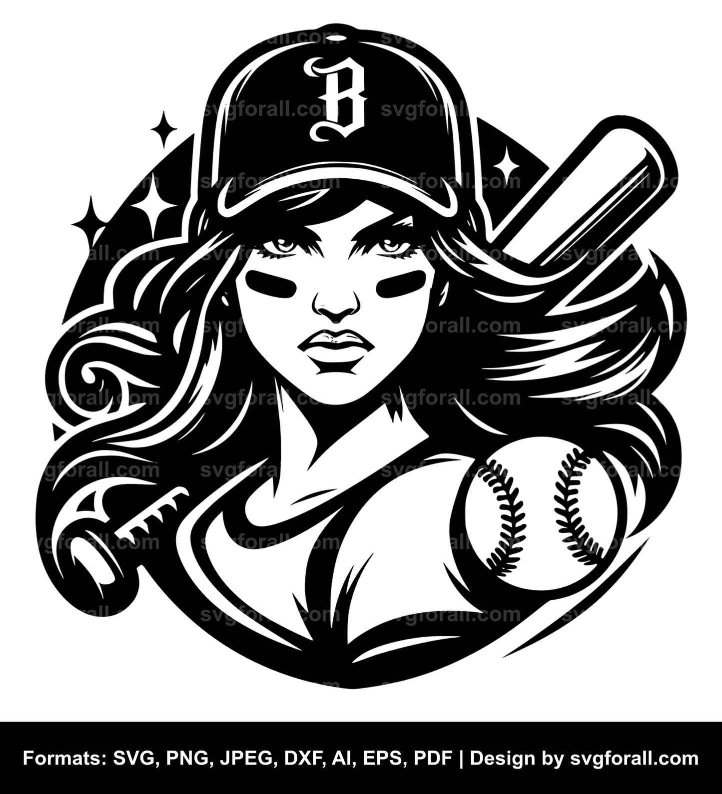 Baseball Girl SVG Vector