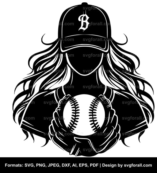 Baseball Girl Vector SVG