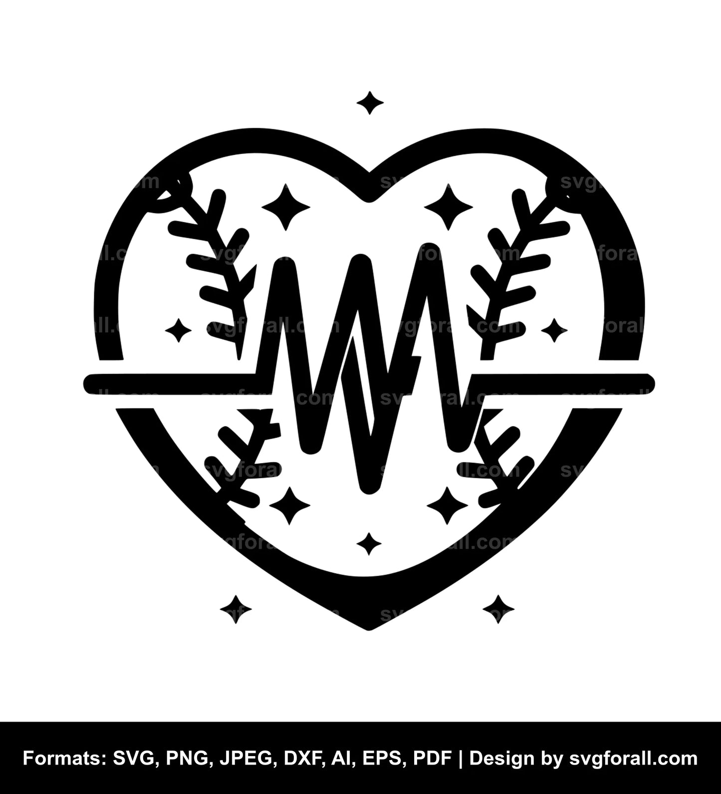 Baseball Heartbeat SVG File