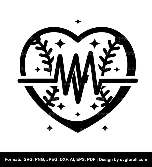 Baseball Heartbeat SVG File