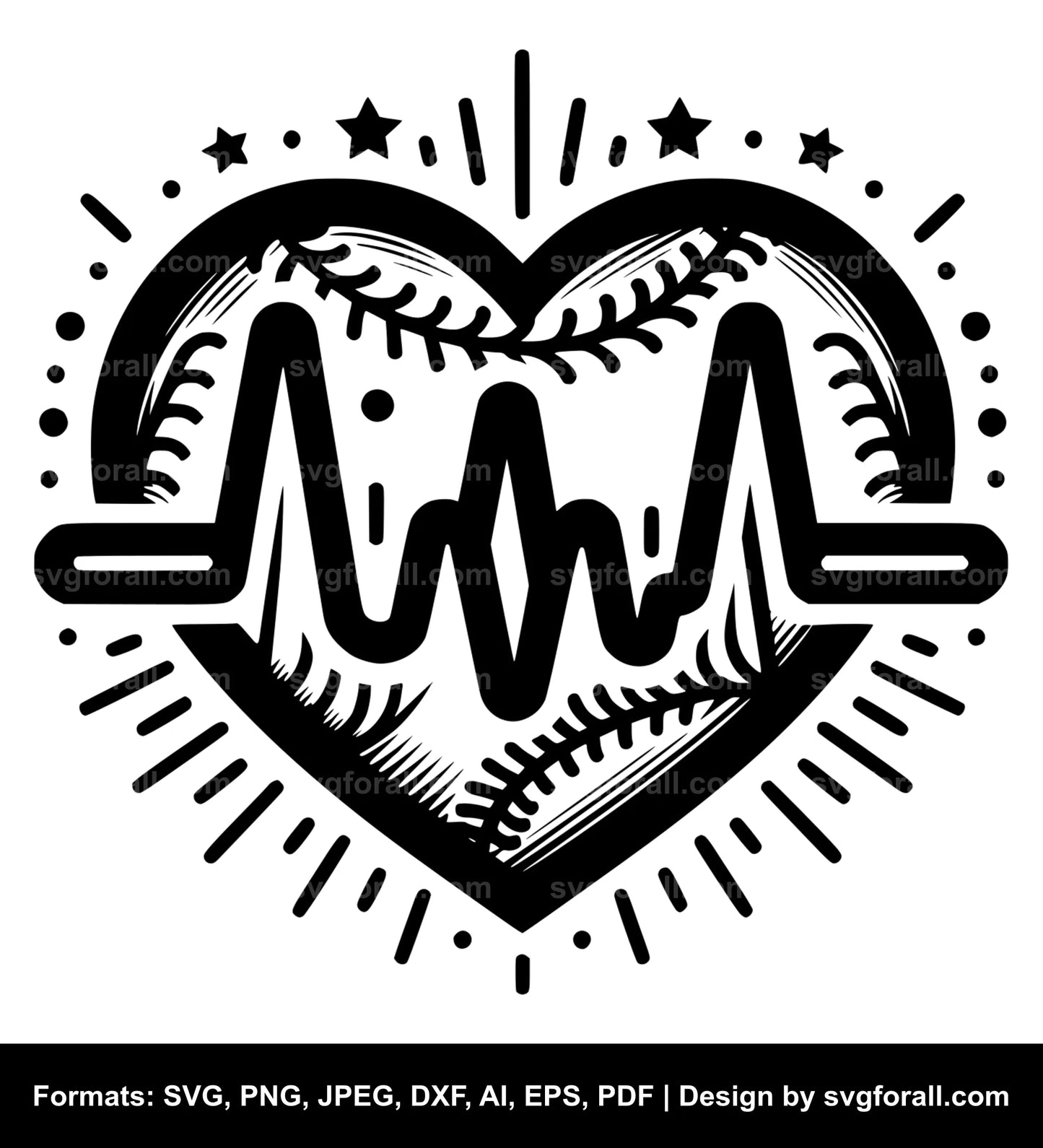 Baseball Heartbeat SVG PNG