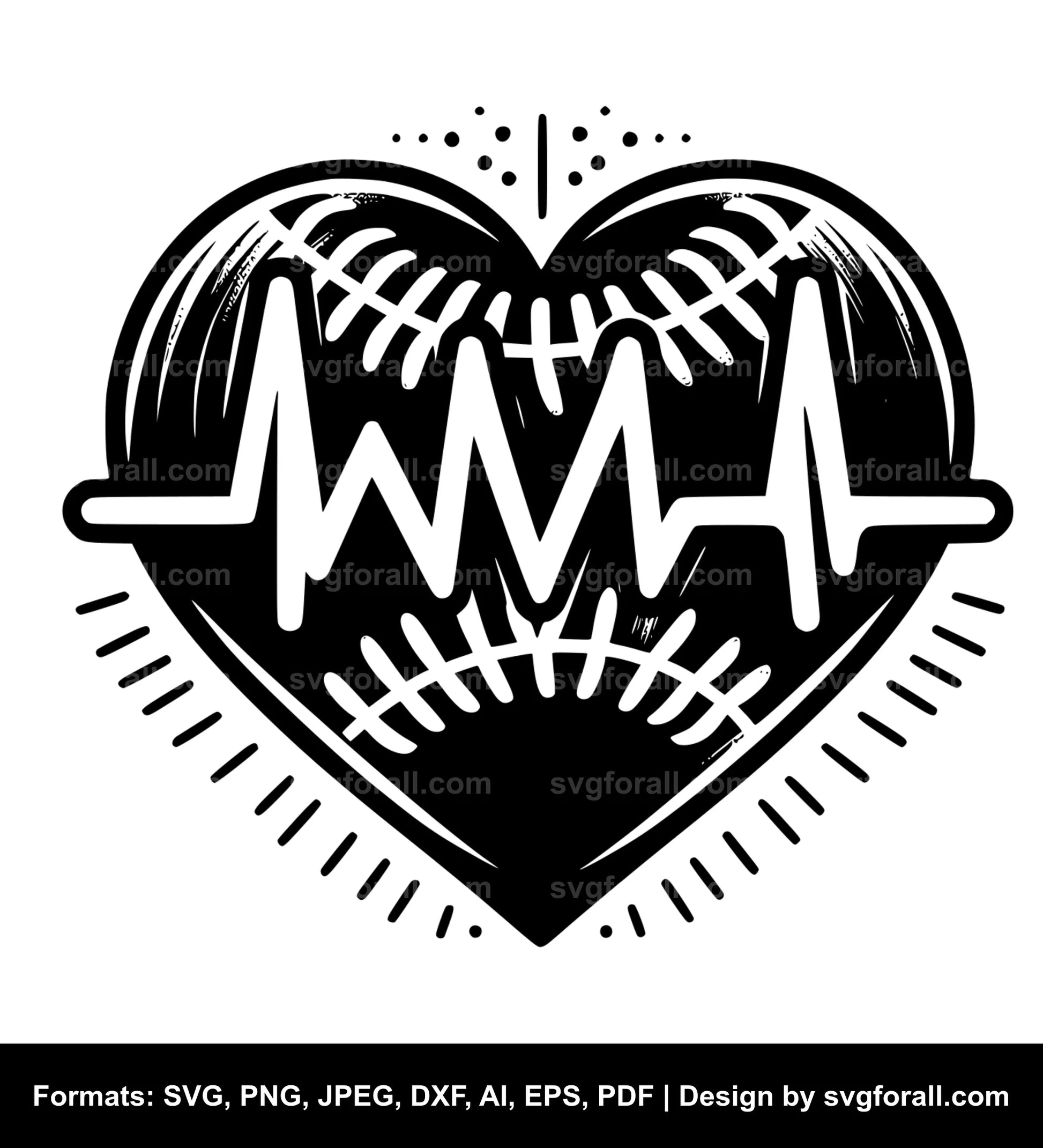 Baseball Heartbeat SVG Vector