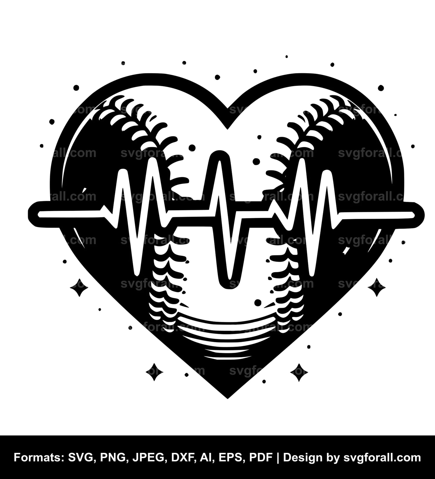 Baseball Heartbeat Vector SVG