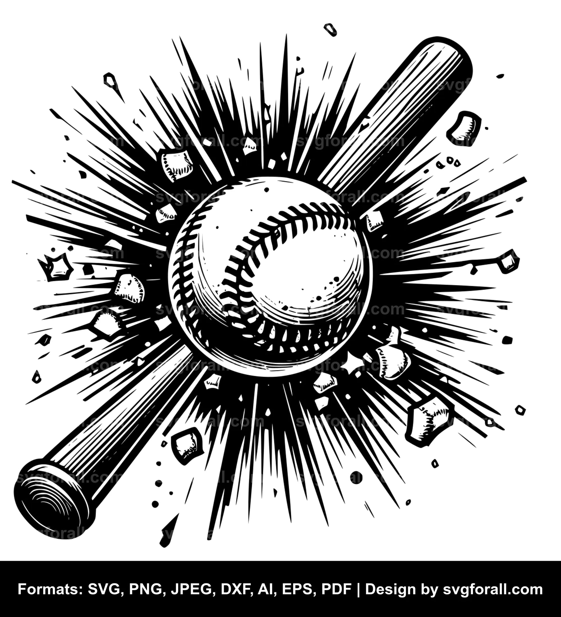 Baseball Hit Black SVG PNG