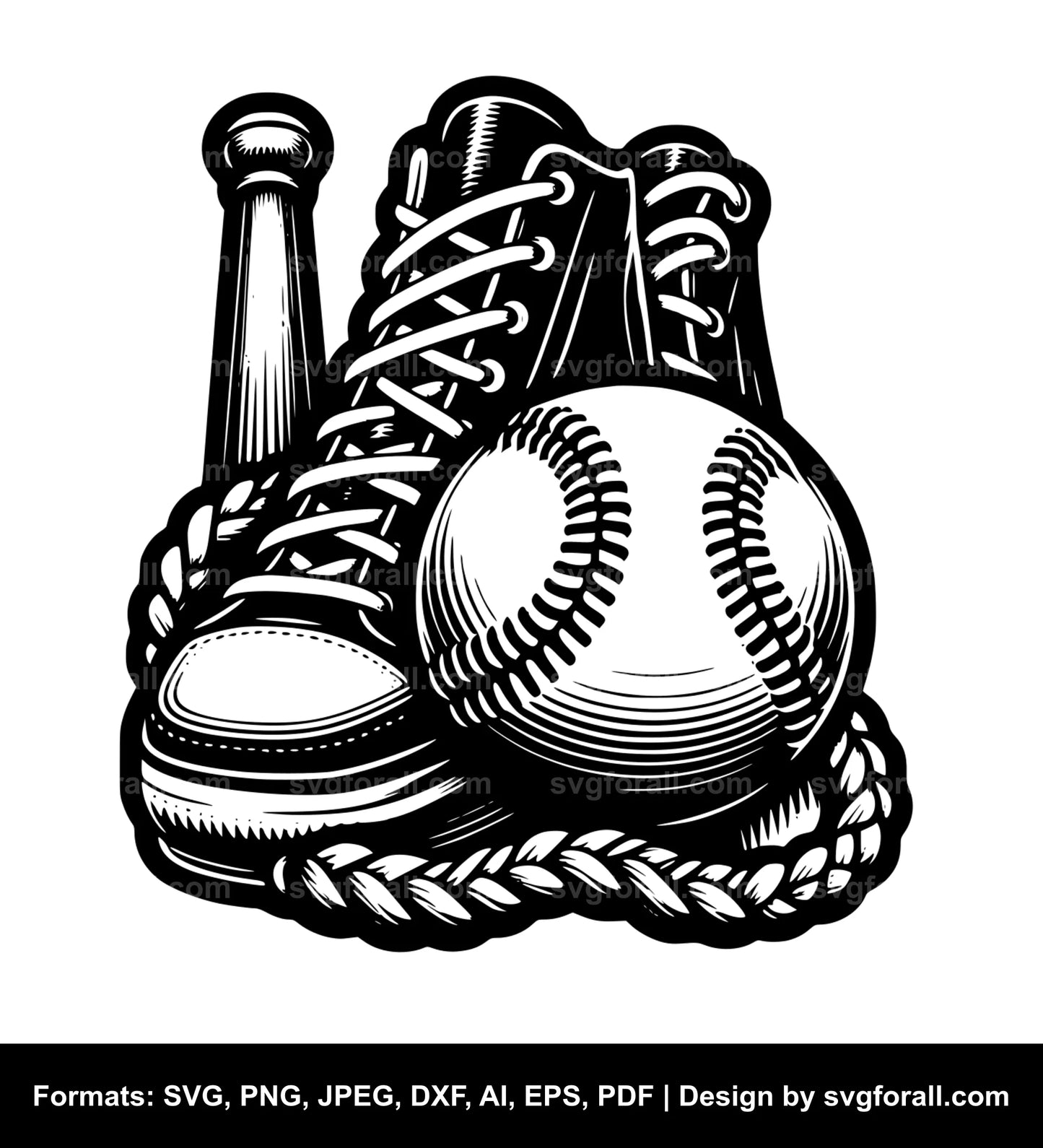 Baseball Laces Black SVG