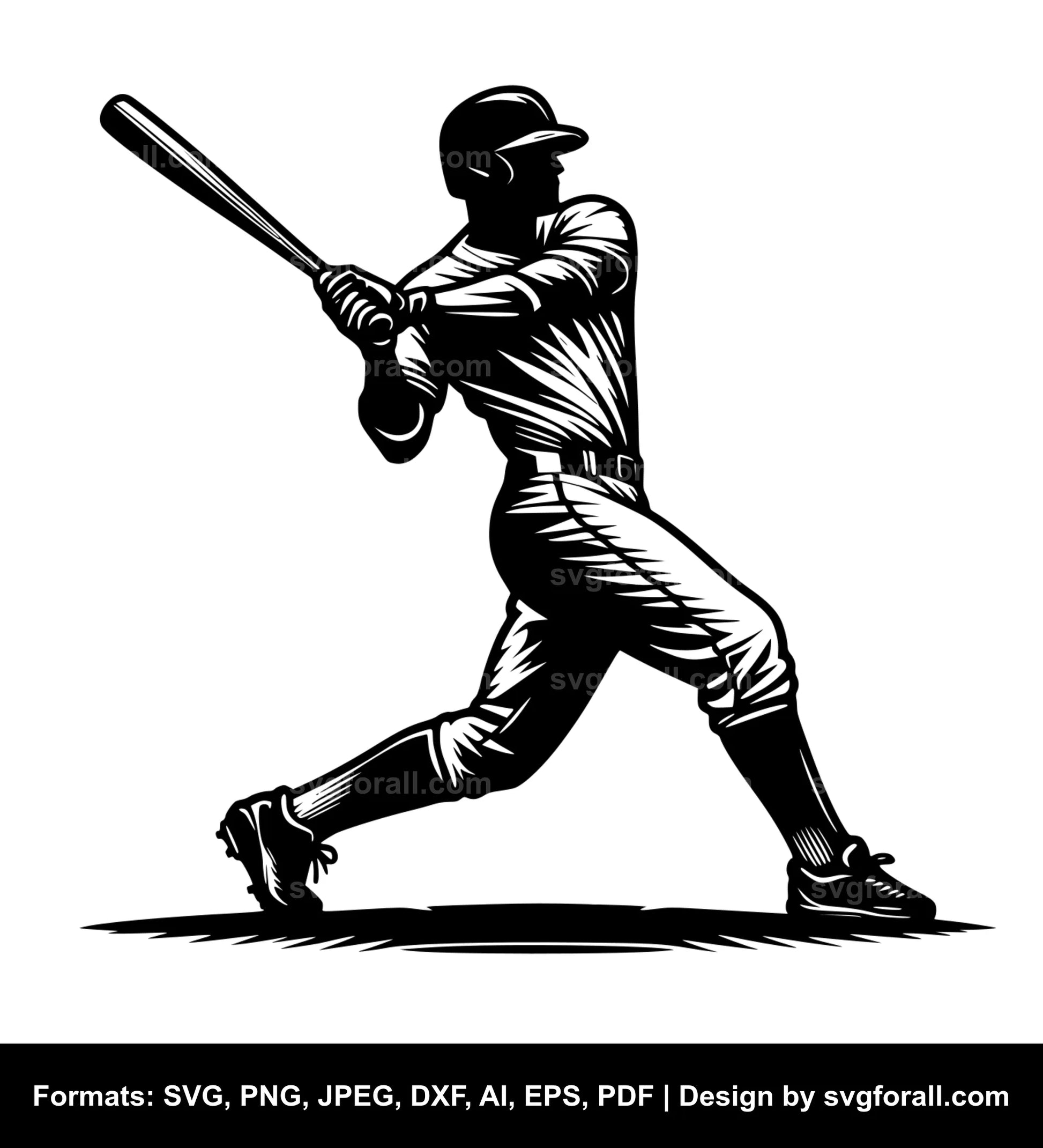 Baseball Player Batting Black SVG