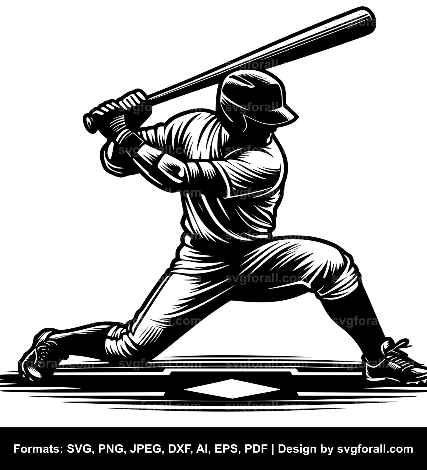 Baseball Player Batting SVG PNG